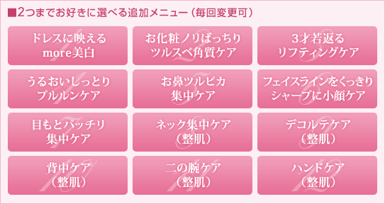 ■2つまでお好きに選べる追加メニュー（毎回変更可）