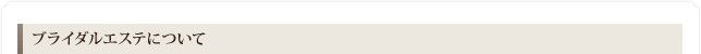 ブライダルエステについて