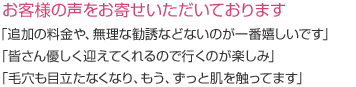 お客様の声をお寄せいただいております 